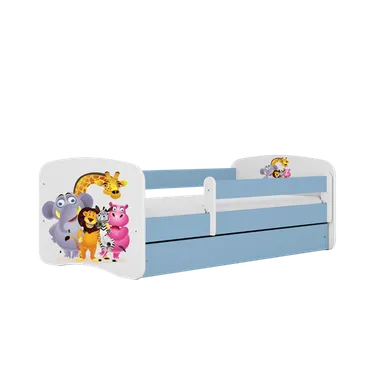Kocot Kids, Babydreams, łóżko z szufladą i materacem, niebieskie, zoo, 70-140 cm