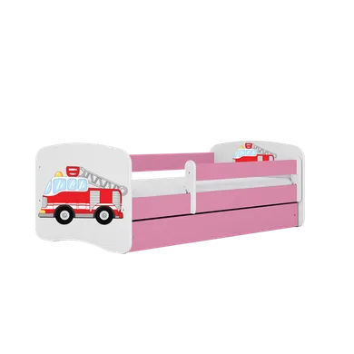 Kocot Kids, Babydreams, łóżko z szufladą i materacem, różowe, straż pożarna, 80-160 cm