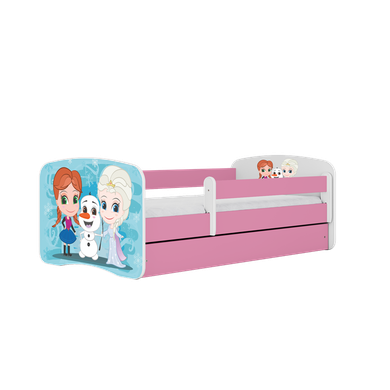 Kocot Kids, Babydreams, łóżko z szufladą i materacem, różowe, zimowe księżniczki, 80-180 cm