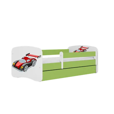 Kocot Kids, Babydreams, łóżko z szufladą i materacem, zielone, auto wyścigowe, 80-180 cm