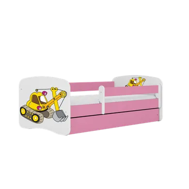 Kocot Kids, Babydreams, łóżko z szufladą, różowe, koparka, 70-140 cm