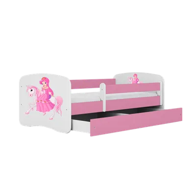 Kocot Kids, Babydreams, łóżko z szufladą, różowe, księżniczka na koniku, 80-180 cm