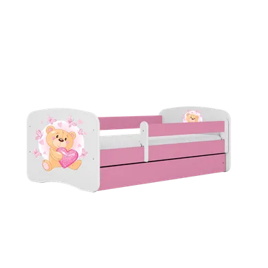 Kocot Kids, Babydreams, łóżko z szufladą, różowe, miś motylki, 80-180 cm