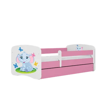 Kocot Kids, Babydreams, łóżko z szufladą, różowe, słonik, 80-160 cm