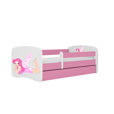 Kocot Kids, Babydreams, łóżko z szufladą, różowe, wróżka ze skrzydełkami, 70-140 cm