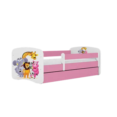 Kocot Kids, Babydreams, łóżko z szufladą, różowe, zoo, 70-140 cm
