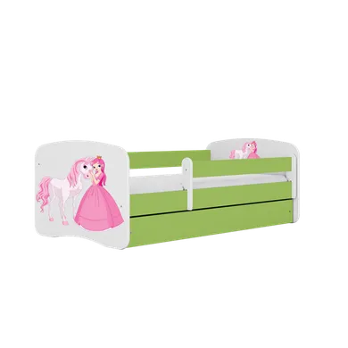 Kocot Kids, Babydreams, łóżko z szufladą, zielone, księżniczka konik, 80-160 cm