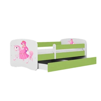 Kocot Kids, Babydreams, łóżko z szufladą, zielone, księżniczka na koniku, 80-180 cm