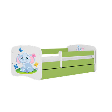 Kocot Kids, Babydreams, łóżko z szufladą, zielone, słonik, 70-140 cm