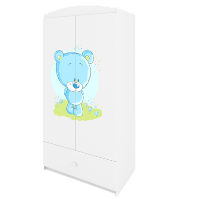 Kocot Kids, Babydreams, szafa, biała, niebieski miś, 181.2-52-90 cm