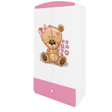 Kocot Kids, Babydreams, szafa, różowa, miś kwiatki, 181.2-52-90 cm