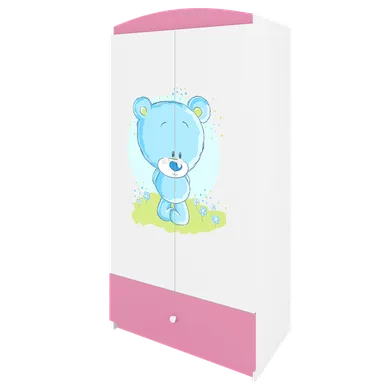 Kocot Kids, Babydreams, szafa, różowa, niebieski miś, 181.2-52-90 cm