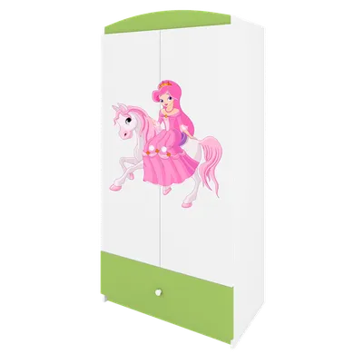 Kocot Kids, Babydreams, szafa, zielona, księżniczka na koniku, 181.2-52-90 cm