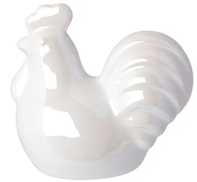Kogut, figurka ceramiczna, biała perłowa, 6-6-10 cm