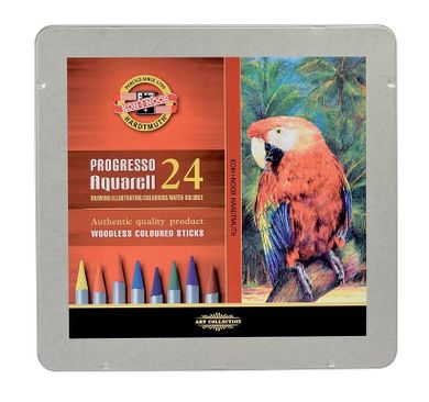 Koh-I-Noor, kredki Progresso Aquarell w kasetce metalowej, 24 kolory