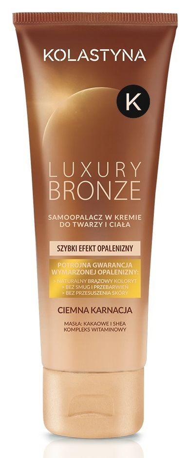 Kolastyna Luxury Bronze, samoopalacz w kremie do twarzy i ciała do ciemnej karnacji, 75 ml
