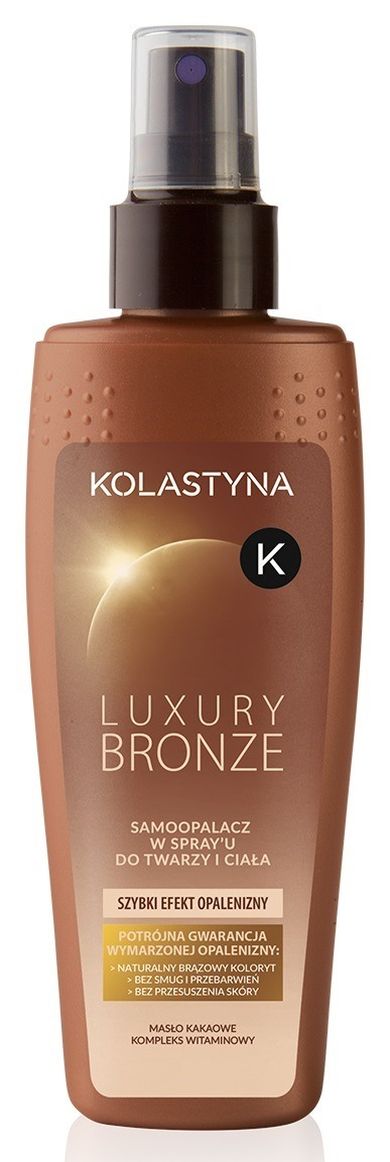 Kolastyna Luxury Bronze, samoopalacz w sprayu do twarzy i ciała, do każdej karnacji, 150 ml