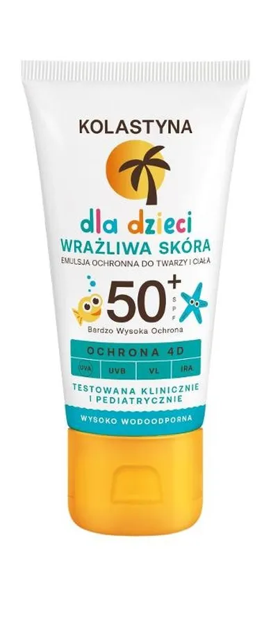 Kolastyna, SPF50+, emulsja ochronna do twarzy i ciała dla dzieci skóra wrażliwa, 50 ml
