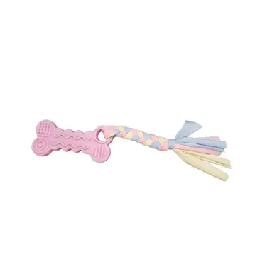 Kolorowa zabawka dla psa, gryzak ze sznurkiem, różowa