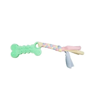 Kolorowa zabawka dla psa, gryzak ze sznurkiem, zielona