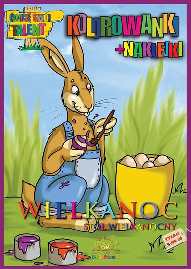 Kolorowanki wielkanocne z naklejkami. Stół wielkanocny