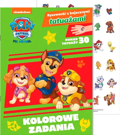 Kolorowe zadania. Psi Patrol. Rysowanki z bajecznymi tatuażami