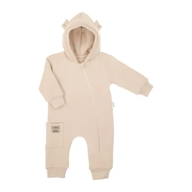 Kombinezon przejściowy chłopięcy z kapturem, beżowy, Nicol