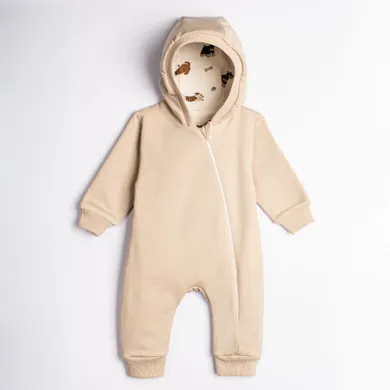 Kombinezon przejściowy chłopięcy z kapturem, beżowy, Nicol
