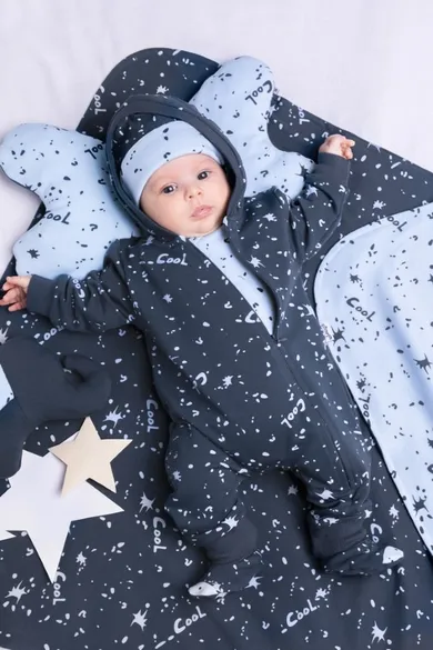 Kombinezon przejściowy chłopięcy z kapturem, granatowy, Nicol