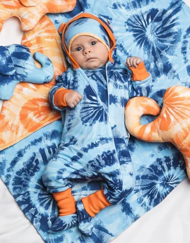 Kombinezon przejściowy chłopięcy z kapturem, niebieski, Nicol