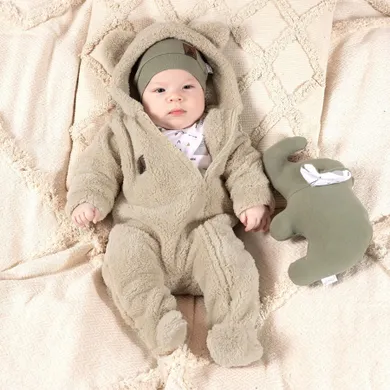 Kombinezon przejściowy chłopięcy z kapturem, ocieplany, beżowy, Nicol