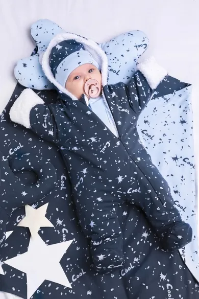 Kombinezon przejściowy chłopięcy z kapturem, ocieplany, granatowy, Cool, Nicol