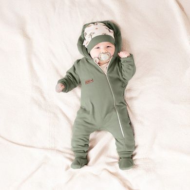 Kombinezon przejściowy chłopięcy z kapturem, ocieplany, khaki, Nicol