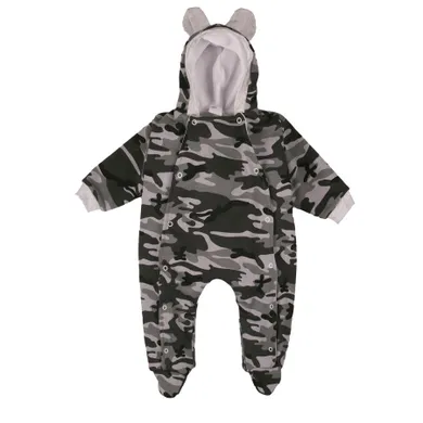 Kombinezon przejściowy chłopięcy z kapturem, szaro-czarny, Tup Tup