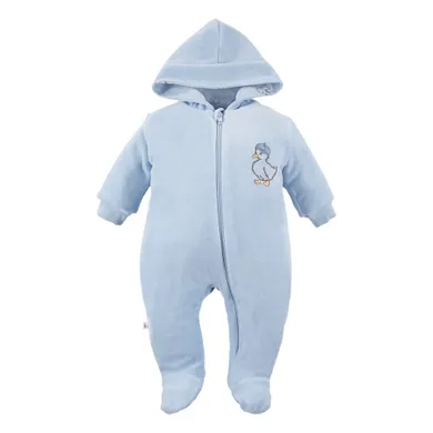 Kombinezon przejściowy chłopięcy z kapturem, welurowy, niebieski, Eevi