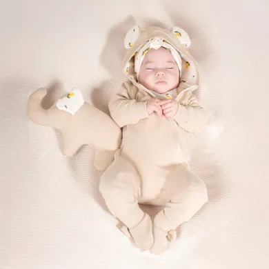 Kombinezon przejściowy dziewczęcy z kapturem, beżowy, Nicol