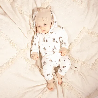 Kombinezon przejściowy dziewczęcy z kapturem, beżowy, Nicol