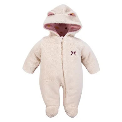 Kombinezon przejściowy dziewczęcy z kapturem, ocieplany, ecru, Eevi