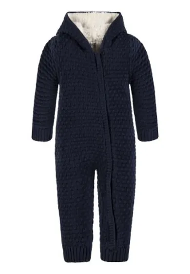 Kombinezon przejściowy dziewczęcy z kapturem, ocieplany, granatowy, Kanz