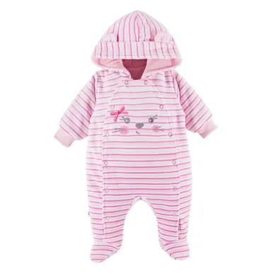 Kombinezon przejściowy dziewczęcy z kapturem, ocieplany, różowy, Eevi