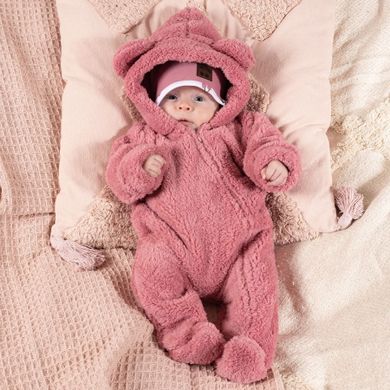 Kombinezon przejściowy dziewczęcy z kapturem, ocieplany, różowy, Nicol