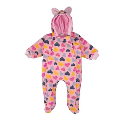 Kombinezon przejściowy dziewczęcy z kapturem, różowy, Tup Tup