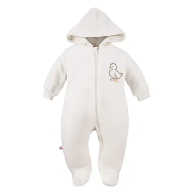 Kombinezon przejściowy niemowlęcy z kapturem, welurowy, ecru, Eevi