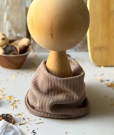 Komin dziecięcy, sweterkowy, brązowy, Iltom