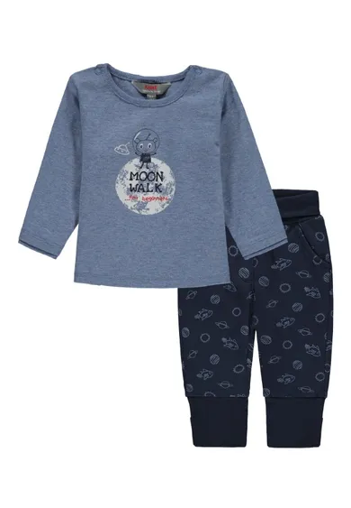 Komplet chłopięcy, Bluzka z długim rękawem, Spodnie dresowe, niebieskie, granatowe, Kanz