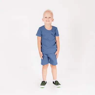 Komplet chłopięcy, Bluzka z krótkim rękawem, Szorty, niebieski, Nicol