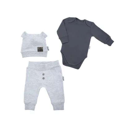 Komplet chłopięcy, Body z długim rękawem, Spodnie dresowe, Czapka, mix, Nicol