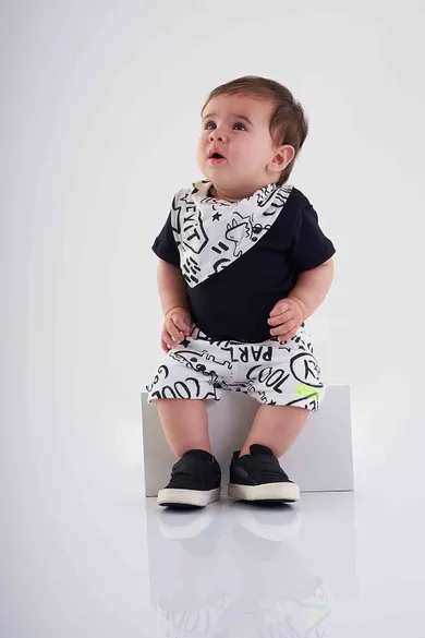 Komplet chłopięcy, Body z krótkim rękawem, Szorty, Chustka, mix, Up Baby