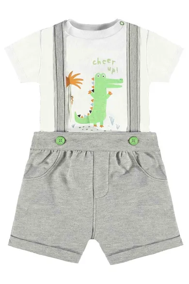 Komplet chłopięcy, Body z krótkim rękawem, Szorty ogrodniczki, mix, Up Baby