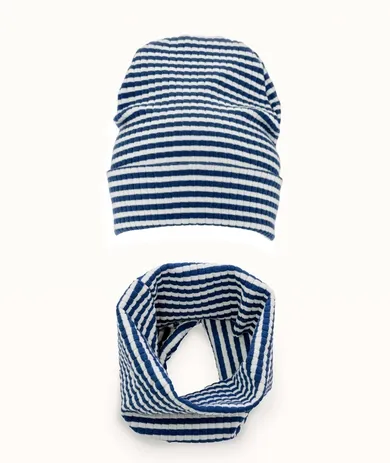 Komplet chłopięcy, Czapka, Komin, granatowy, Iltom